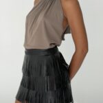 Falda Leather fleco importada