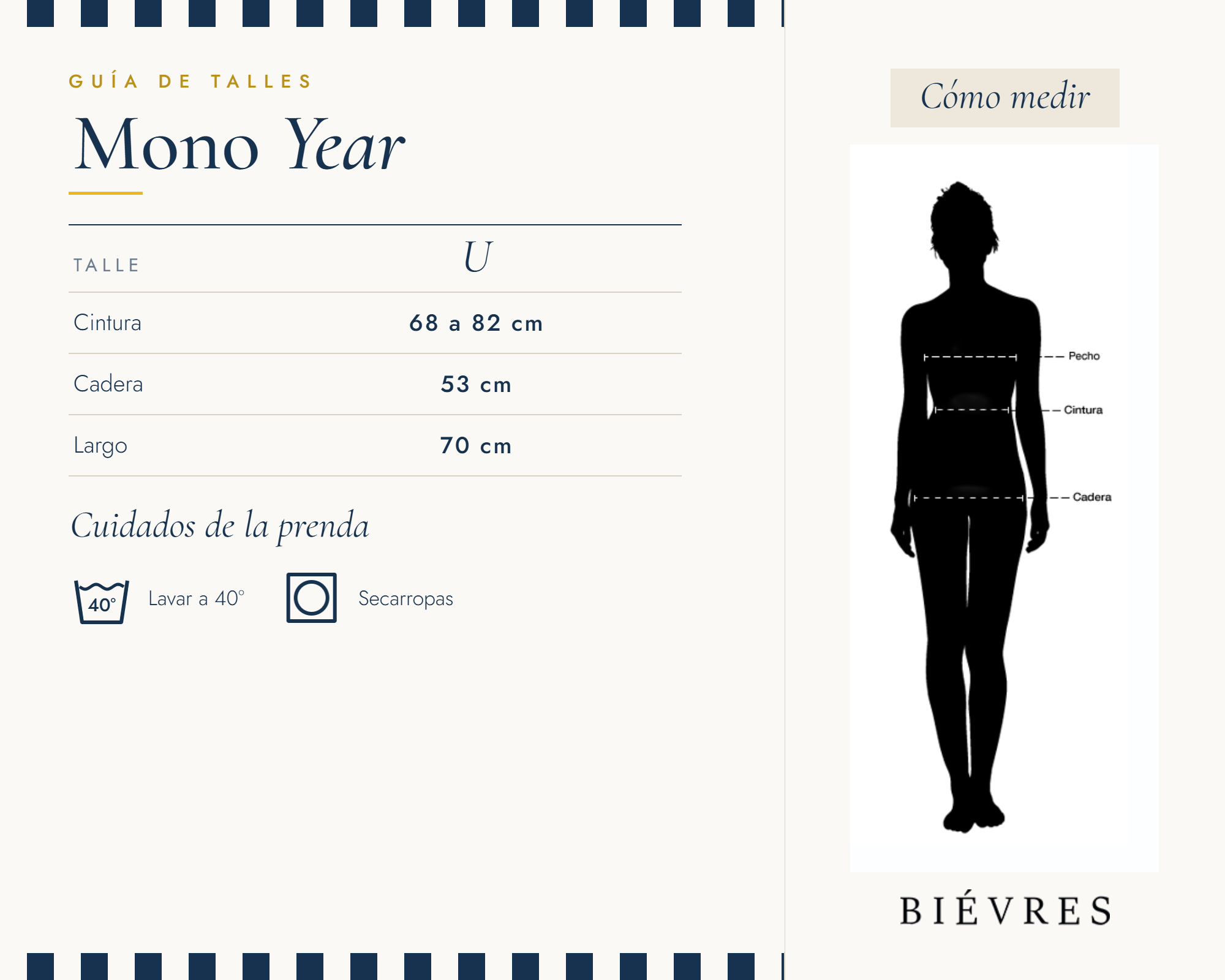 Guía de talles Mono Year